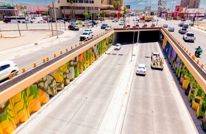 Avanza al 95% el nuevo mural del paso a desnivel de Colosio y Solidaridad