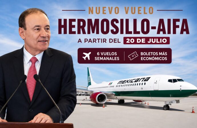 Mexicana abrirá vuelo Hermosillo-AIFA con seis frecuencias semanales a partir del 20 de julio
