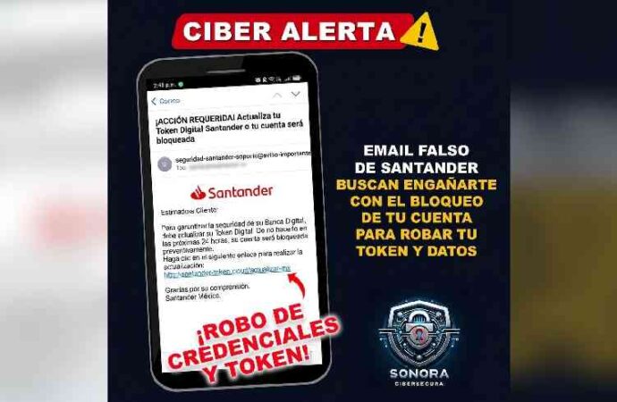 Alertan por correos falsos que suplantan a Santander para robar datos bancarios