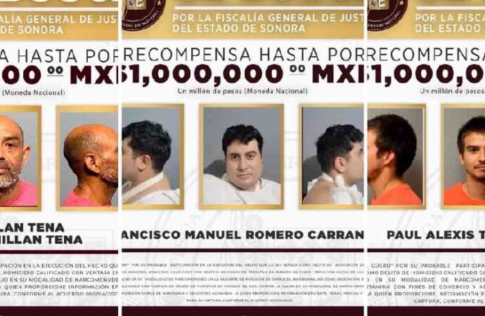 Ofrecen recompensa de hasta un millón de pesos por cada uno de los tres reos fugados del Cereso II de Hermosillo