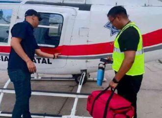Helicóptero de la Policía Estatal salva una vida en la comunidad guarijía de Aquinavo.