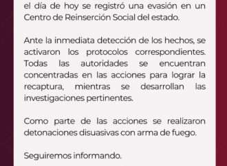 Mantienen operativo para capturar a tres reos que se fugaron del Cereso ii de Hermosillo