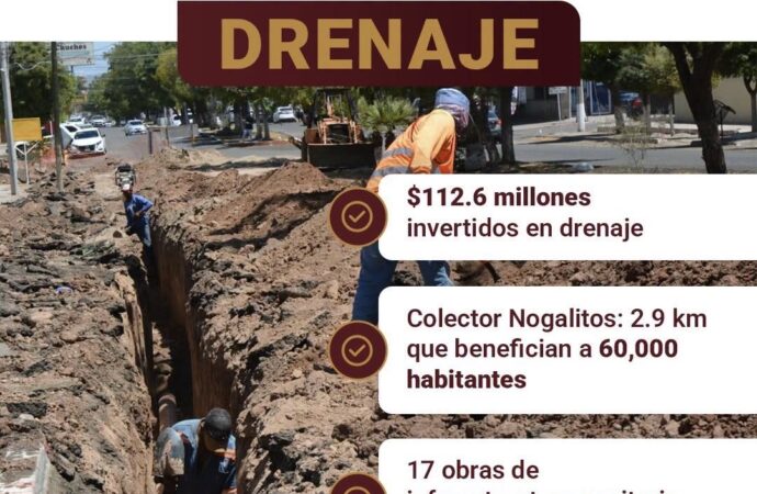 Avanza obra del Colector Nogalitos; beneficiará a más de 60 mil habitantes
