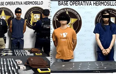 Dos operativos contra narcóticos dejan tres detenidos y 45 envoltorios asegurados en Hermosillo