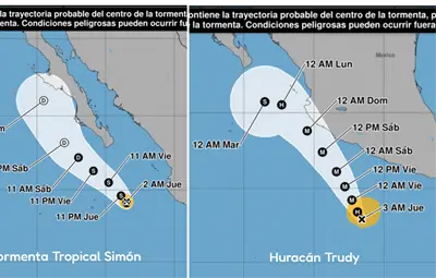 Huracán Trudy podría alcanzar categoría 4 mientras Simón se aleja; ¿qué efectos tendrán en Sonora?