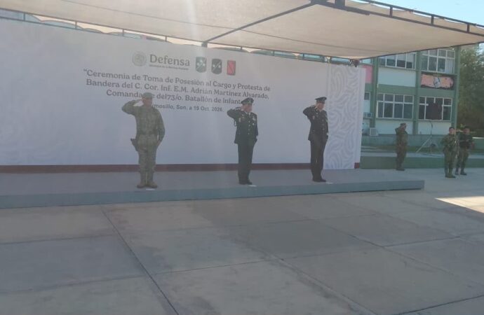 Rinde protesta Adrián Martínez como comandante del 73/o Batallón de Infantería en Sonora
